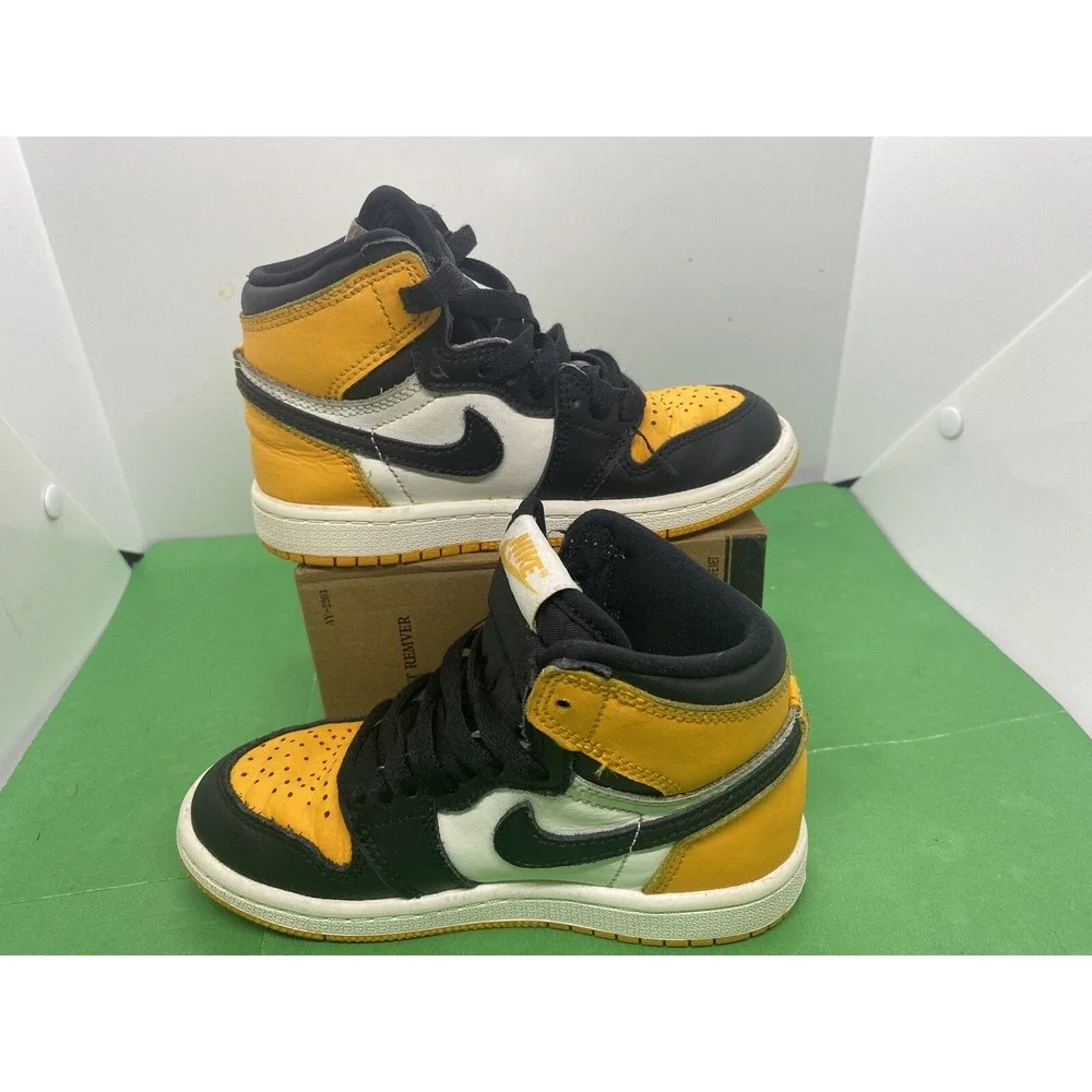 Nike Air Jordan 1 Retro High OG PS 'Yellow Toe' AQ2664-711 Little Kid Size 11C
